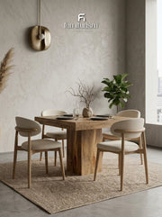 Dakota Mango Wood 90cm Cube Dining Table with 4 Scandi Dining Chairs – Available in 5 Colours
