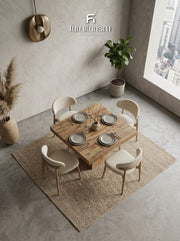 Dakota Mango Wood 90cm Cube Dining Table with 4 Scandi Dining Chairs – Available in 5 Colours