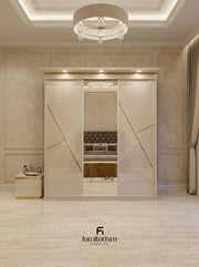 Solstice High Gloss Wardrobe - 3 Door Wardrobe with center Mirror