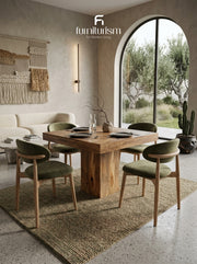 Dakota Mango Wood 90cm Cube Dining Table with 4 Scandi Dining Chairs – Available in 5 Colours