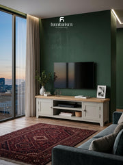 Lucca X-Large TV Unit | Oak Top & Painted Finish