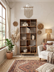 Scandi Mango Bookcase | Solid Mango Wood, Oak Stain, 175cm Tall