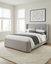 Wool Blend Stone N. Premium Chandler Upholstered Bed Frame