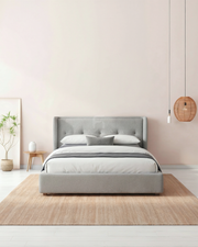 Wool Blend Stone N. Premium Chandler Upholstered Bed Frame