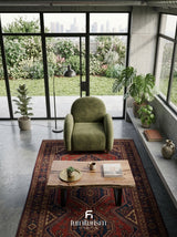 Velvet Swivel Easy Chair | Rust Orange, Charcoal & Green Accent Chair