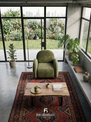Velvet Swivel Easy Chair | Rust Orange, Charcoal & Green Accent Chair
