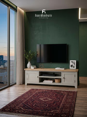 Lucca X-Large TV Unit | Oak Top & Painted Finish