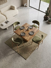 Dakota Mango Wood 90cm Cube Dining Table with 4 Scandi Dining Chairs – Available in 5 Colours