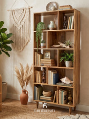 Scandi Mango Bookcase | Solid Mango Wood, Oak Stain, 175cm Tall