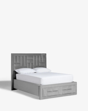 Soft Velvet Mid Grey Ruby Upholstered Ottoman Storage Bed