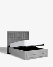 Soft Velvet Mid Grey Ruby Upholstered Ottoman Storage Bed