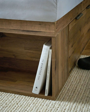 Oak Effect Slatted Headboard Bronx Platform Bed Frame with Storage