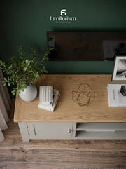 Lucca X-Large TV Unit | Oak Top & Painted Finish