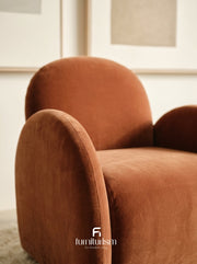 Velvet Swivel Easy Chair | Rust Orange, Charcoal & Green Accent Chair