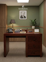 Solid Mango Wood Desk | Content Creator Desk with 3 Drawers
