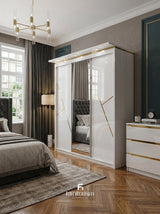 Solstice High Gloss Wardrobe - 3 Door Wardrobe with center Mirror