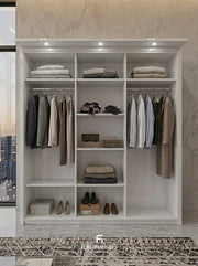 Solstice High Gloss Wardrobe - 3 Door Wardrobe with center Mirror