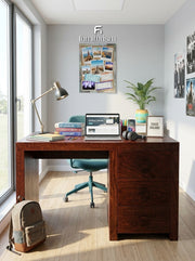 Solid Mango Wood Desk | Content Creator Desk with 3 Drawers