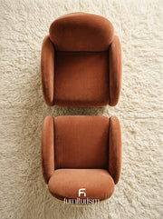 Velvet Swivel Easy Chair | Rust Orange, Charcoal & Green Accent Chair