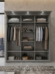 Aurora High Gloss Wardrobe - Mirror Sliding Door Cupboard.