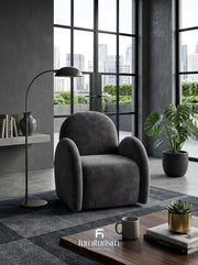 Velvet Swivel Easy Chair | Rust Orange, Charcoal & Green Accent Chair