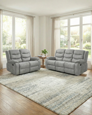 CloudComfort Light Grey Fabric Recliner Sofa