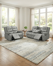 CloudComfort Light Grey Fabric Recliner Sofa