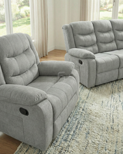 CloudComfort Light Grey Fabric Recliner Sofa