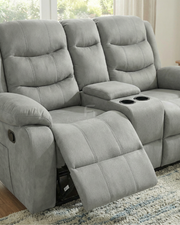 CloudComfort Light Grey Fabric Recliner Sofa