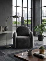 Velvet Swivel Easy Chair | Rust Orange, Charcoal & Green Accent Chair