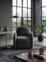 Velvet Swivel Easy Chair | Rust Orange, Charcoal & Green Accent Chair