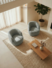 Siena Grey Bouclé Swivel Tub Chair