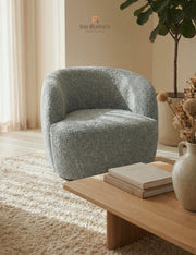 Siena Grey Bouclé Swivel Tub Chair